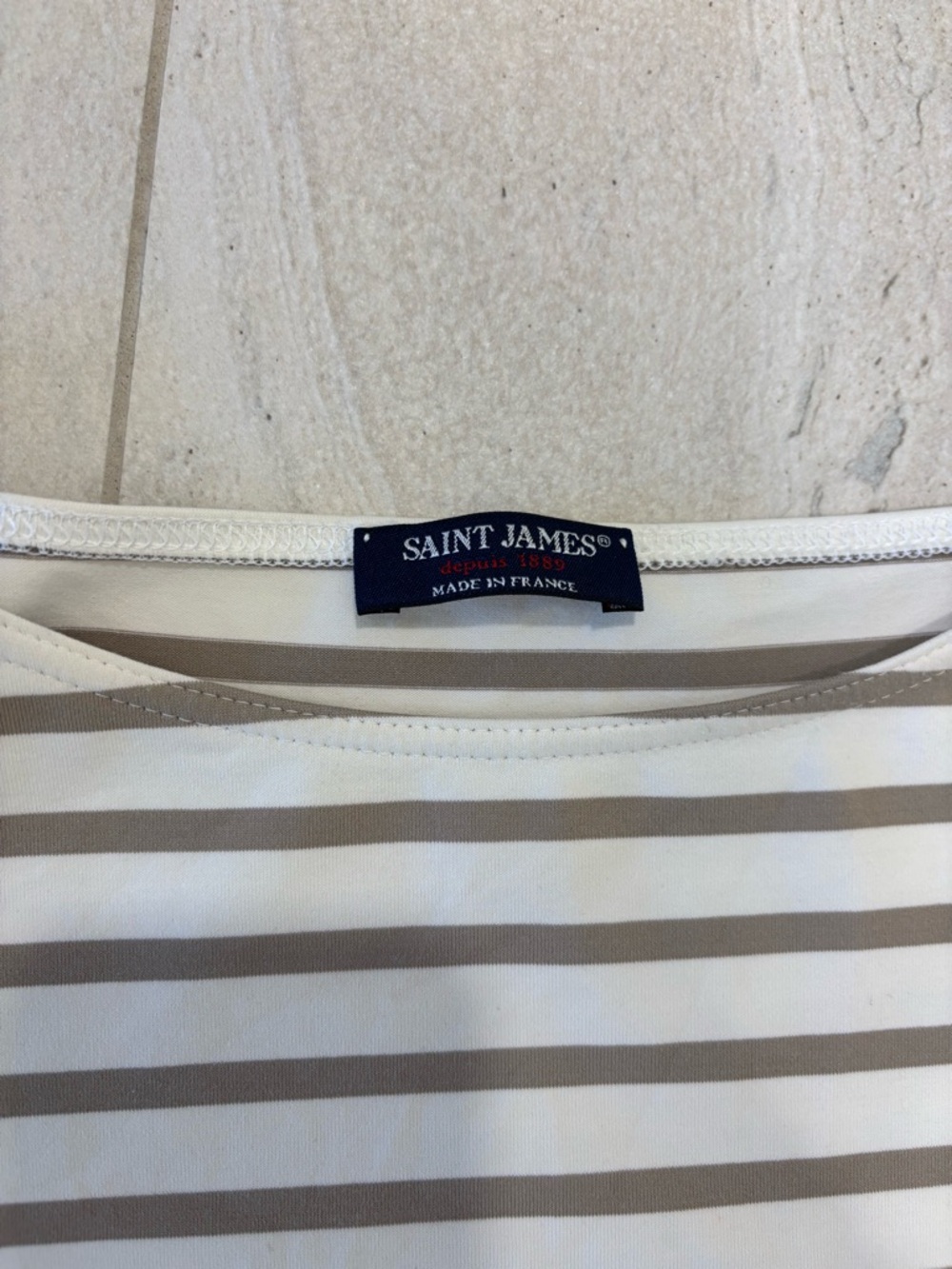 Saint James Garde-Côte Breton shirt in cream and tan - Picture 5 of 8